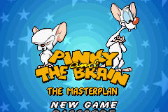 Pinky and the Brain: The Masterplan title screen for GameBoy Advance